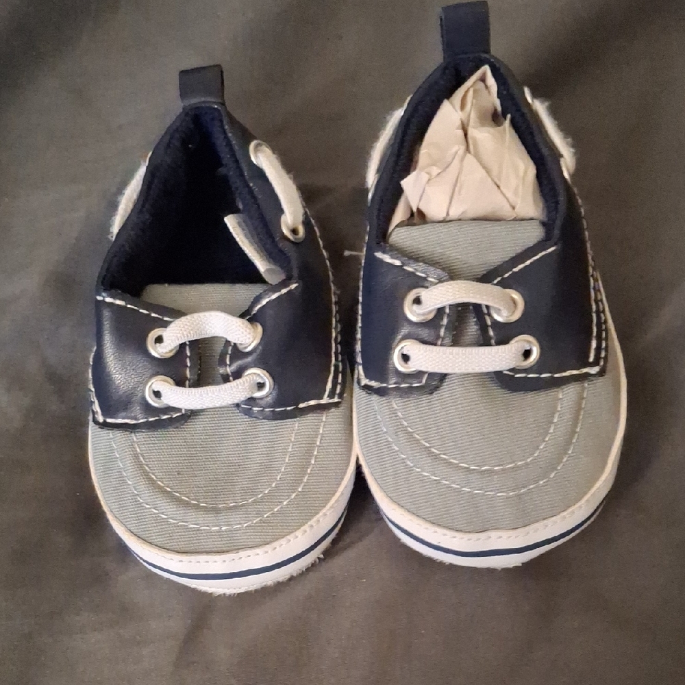 Navy and Gray Baby Boat Shoes